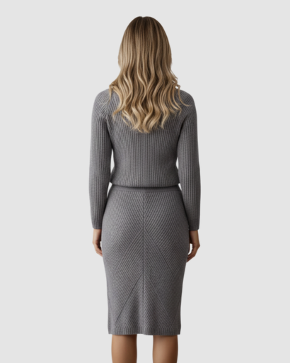 Women’s fitted midi dress – high neck & elegant silhouette