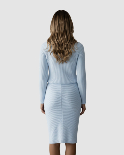 Women’s fitted midi dress – high neck & elegant silhouette