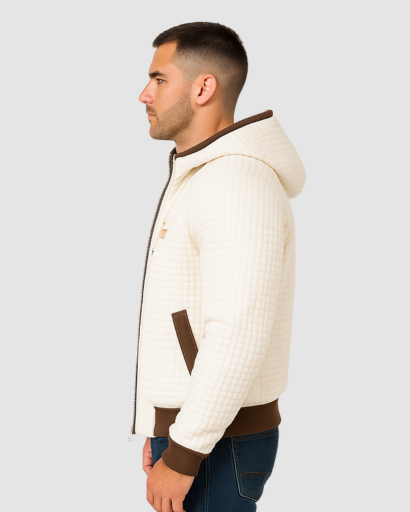 Men's Sherpa Lined Hooded Quilted Jacket