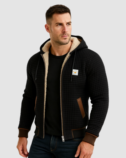 Men's Sherpa Lined Hooded Quilted Jacket