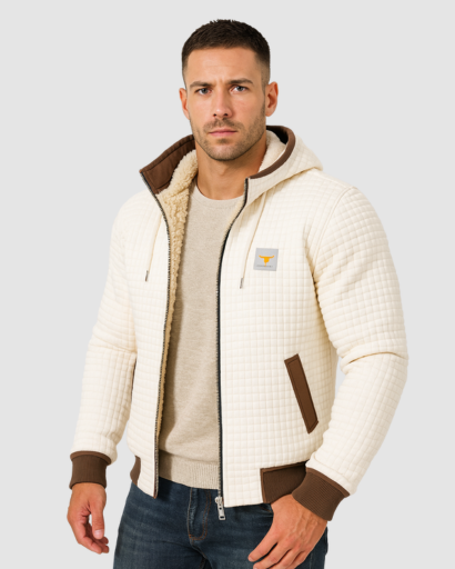 Men's Sherpa Lined Hooded Quilted Jacket
