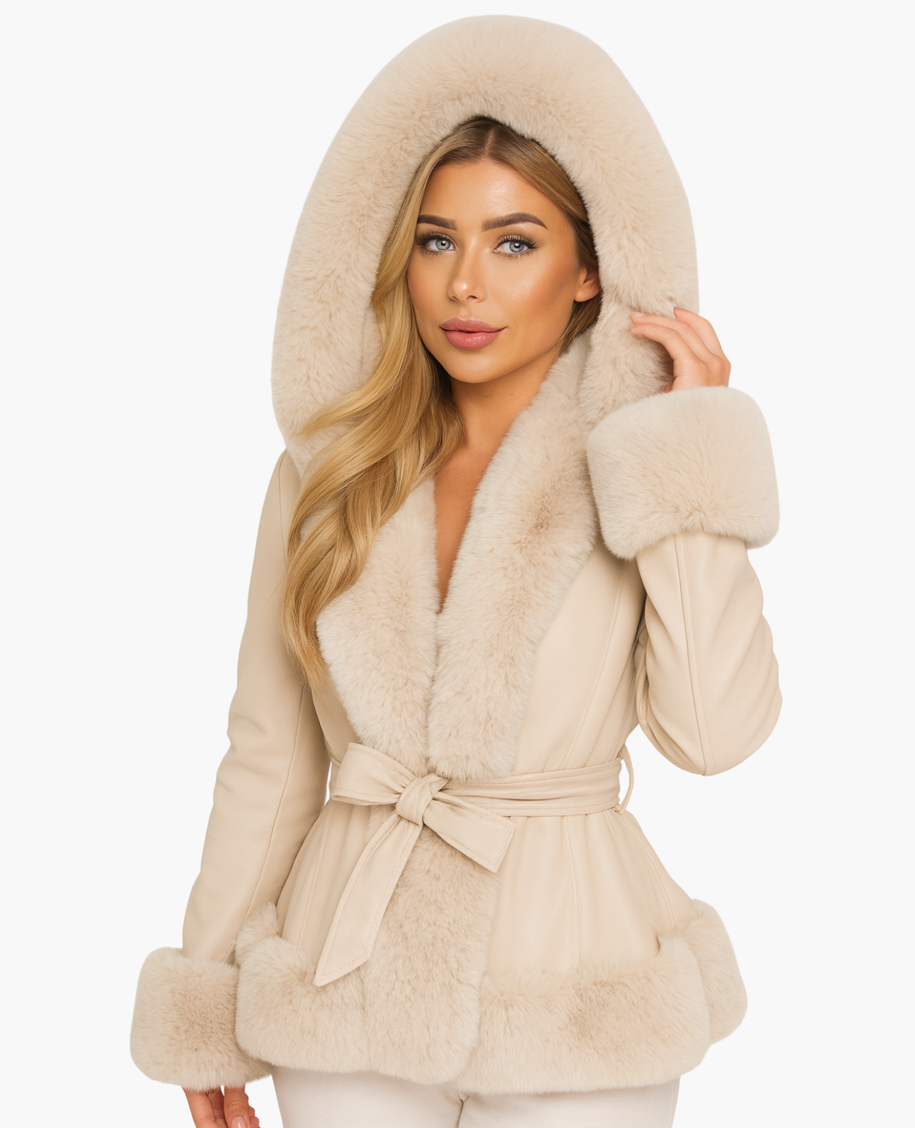 Women’s hooded coat with trim | Elegant warmth for cold days