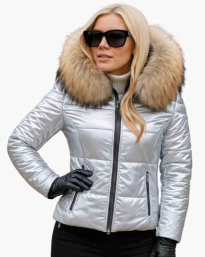 Women's winter jacket with faux fur hood
