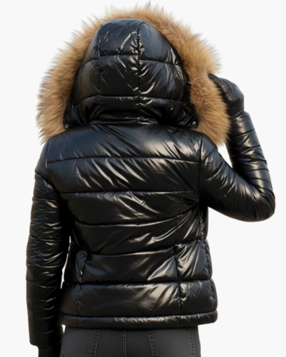 Women's winter jacket with faux fur hood