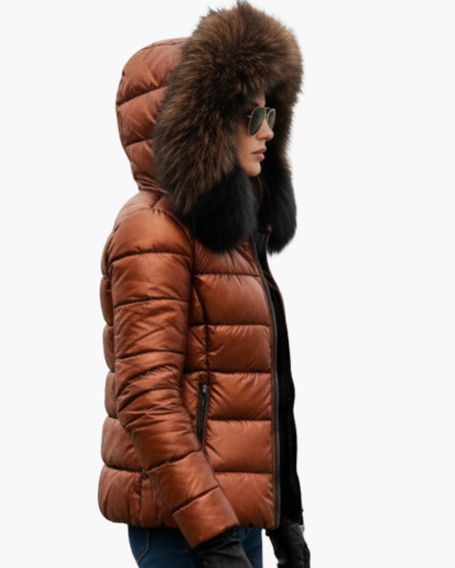 Women's winter jacket with faux fur hood