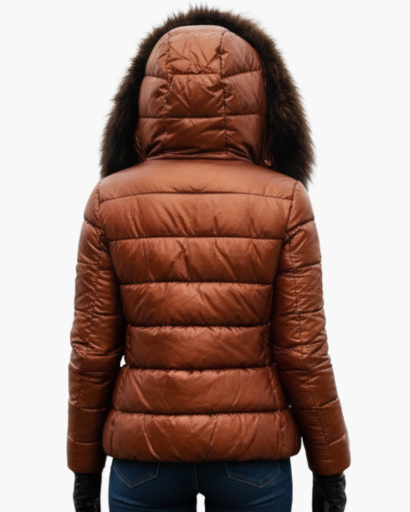 Women's winter jacket with faux fur hood