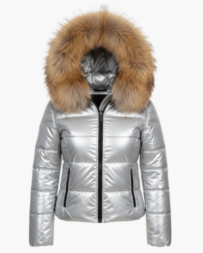 Women's winter jacket with faux fur hood